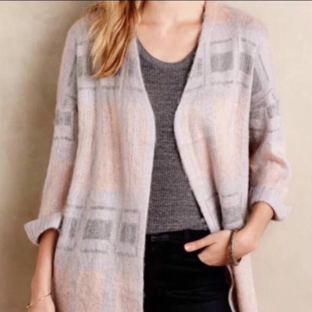 Anthro MOTH alder abstract print knit cardigan